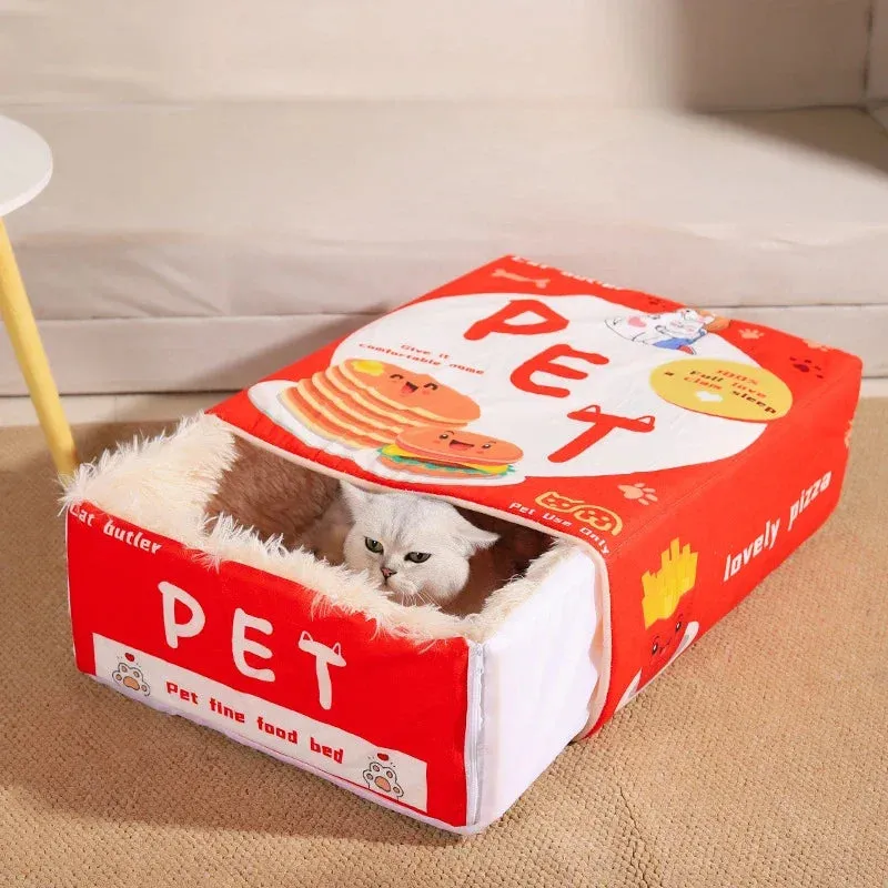 🐾 Cozy Cat Corner: Enclosed Snack Box Bed & Playhouse 🐱✨