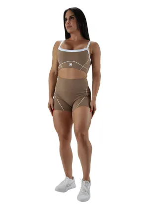 1. Elevate Biker Shorts Set Top - Brown