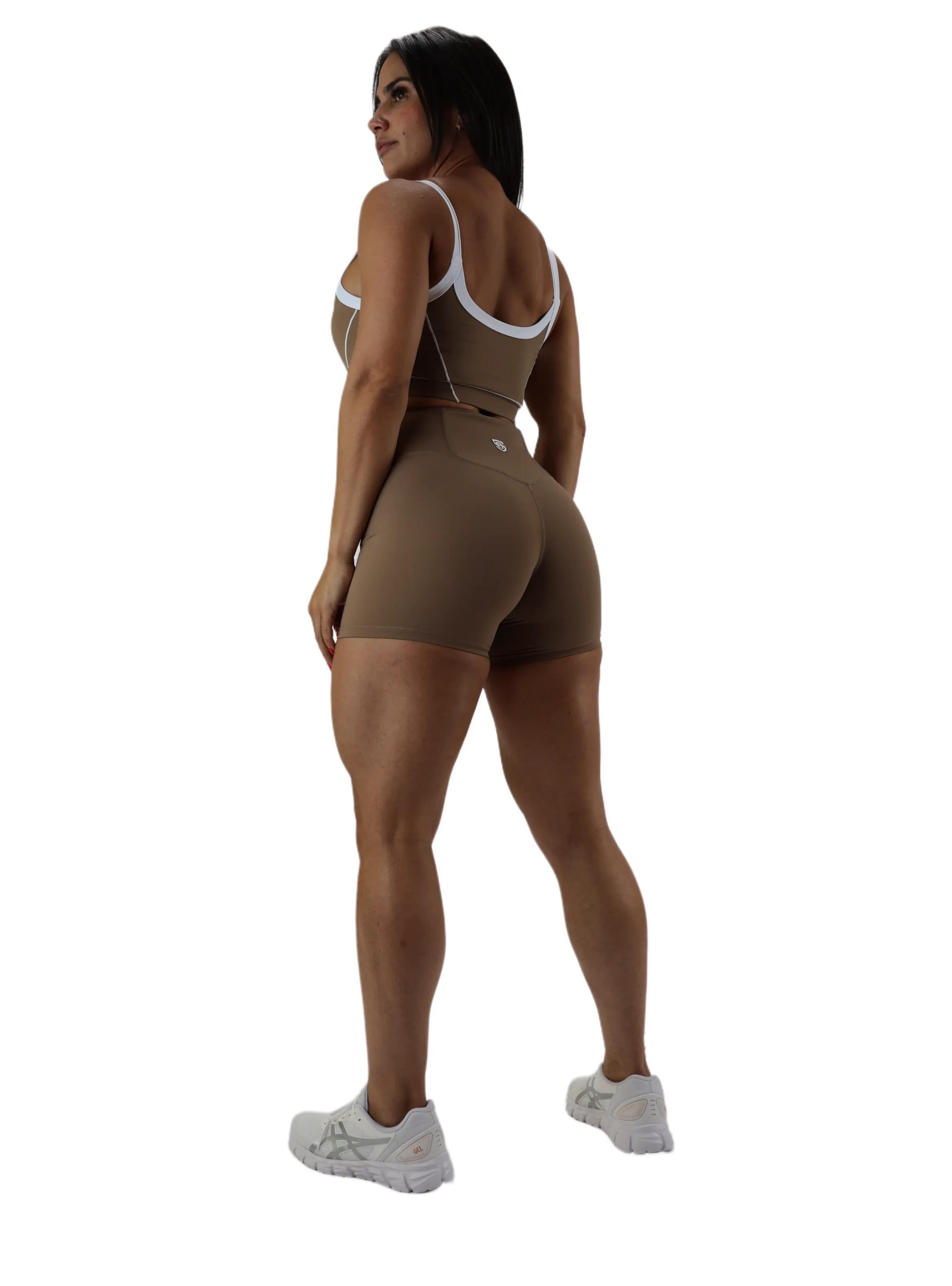 1. Elevate Biker Shorts Set Top - Brown