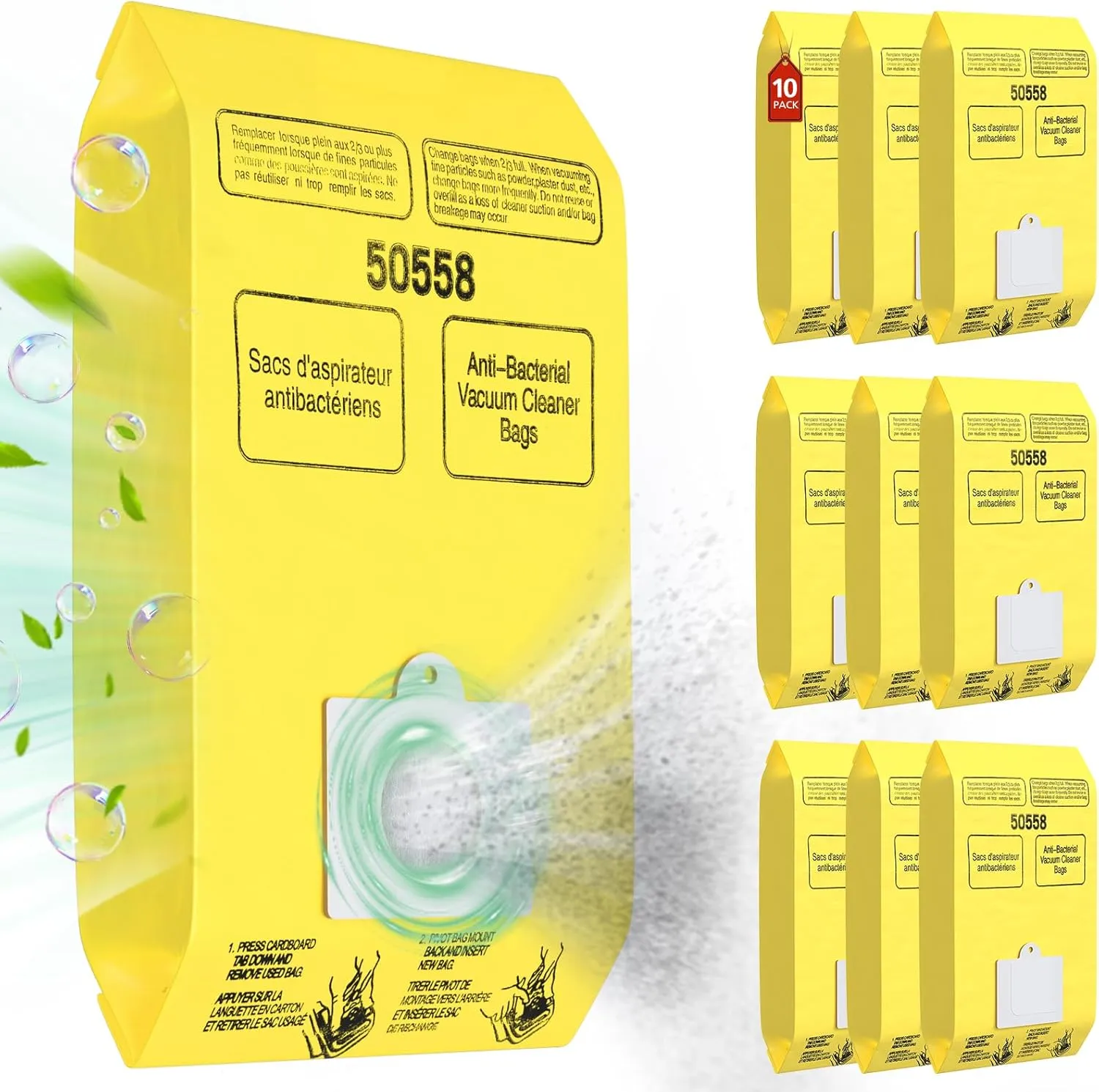 10 Pack Kenmore Canister Vacuum Cleaner Bags Compatible With Type C/Q 5055, 50555, 50557, 50558 and Type C-5, C-18, 53292, 200, 400, 600, 700, 800 Series