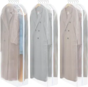 10" Gusseted Garment Bags for Hanging Clothes - 3 Packs Translucent Dress Bag for Closet Wardrobe Storage Travel - 60 inch