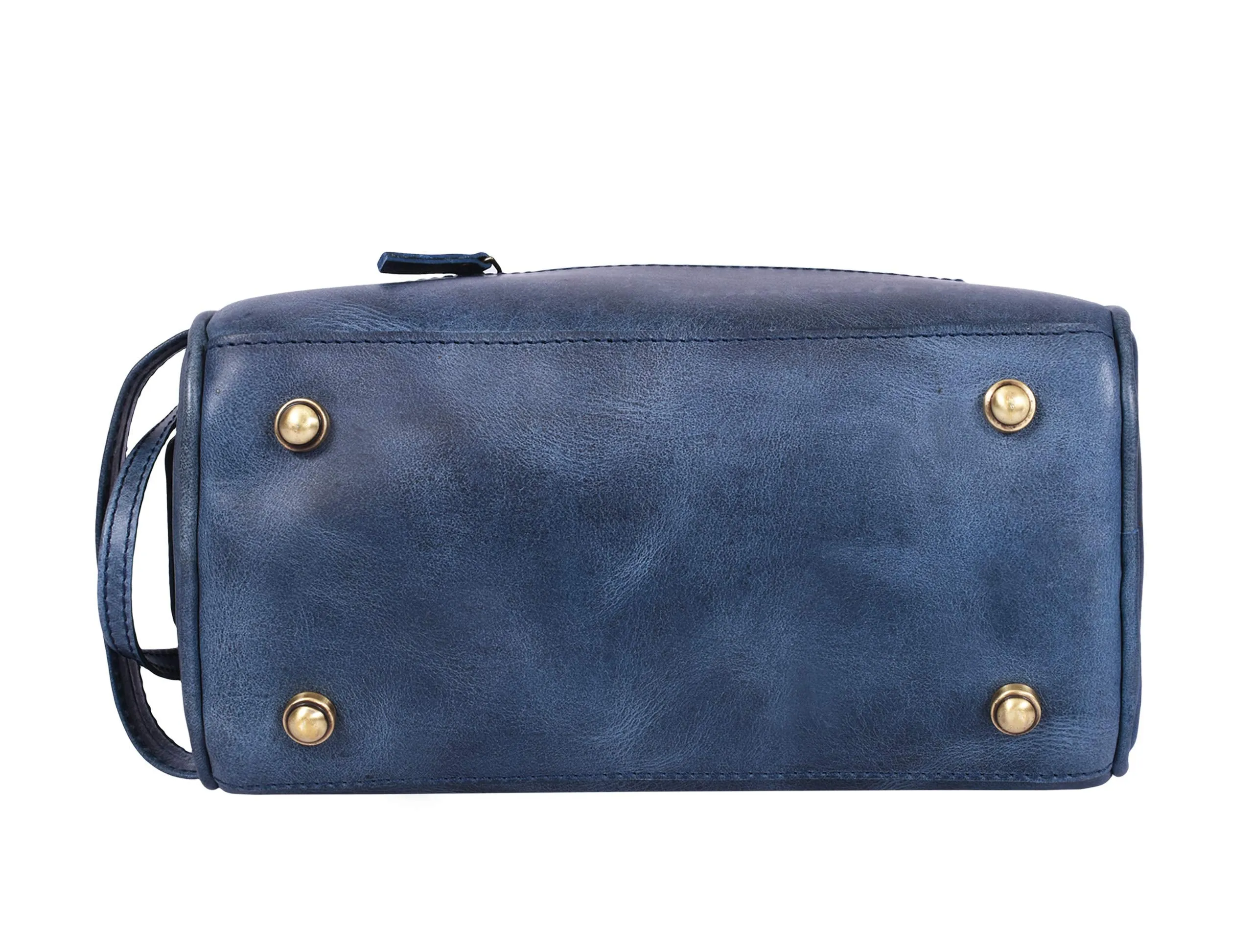 10" Premium Leather Toiletry Travel Pouch With Waterproof Lining | King-Size Handcrafted Vintage Dopp Kit By Aaron Leather Goods (Chestnut)