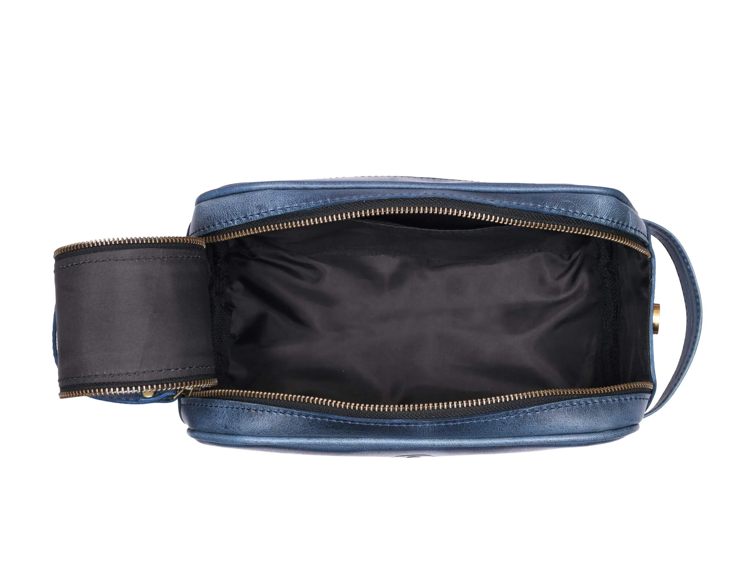 10" Premium Leather Toiletry Travel Pouch With Waterproof Lining | King-Size Handcrafted Vintage Dopp Kit By Aaron Leather Goods (Chestnut)