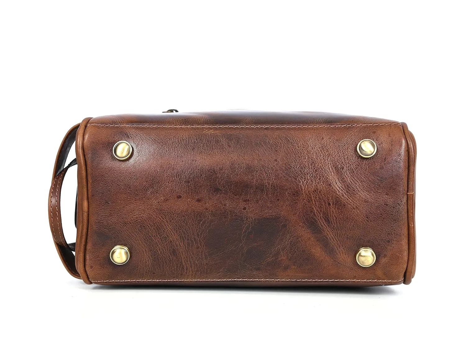 10" Premium Leather Toiletry Travel Pouch With Waterproof Lining | King-Size Handcrafted Vintage Dopp kit By Aaron Leather Goods (Espresso)