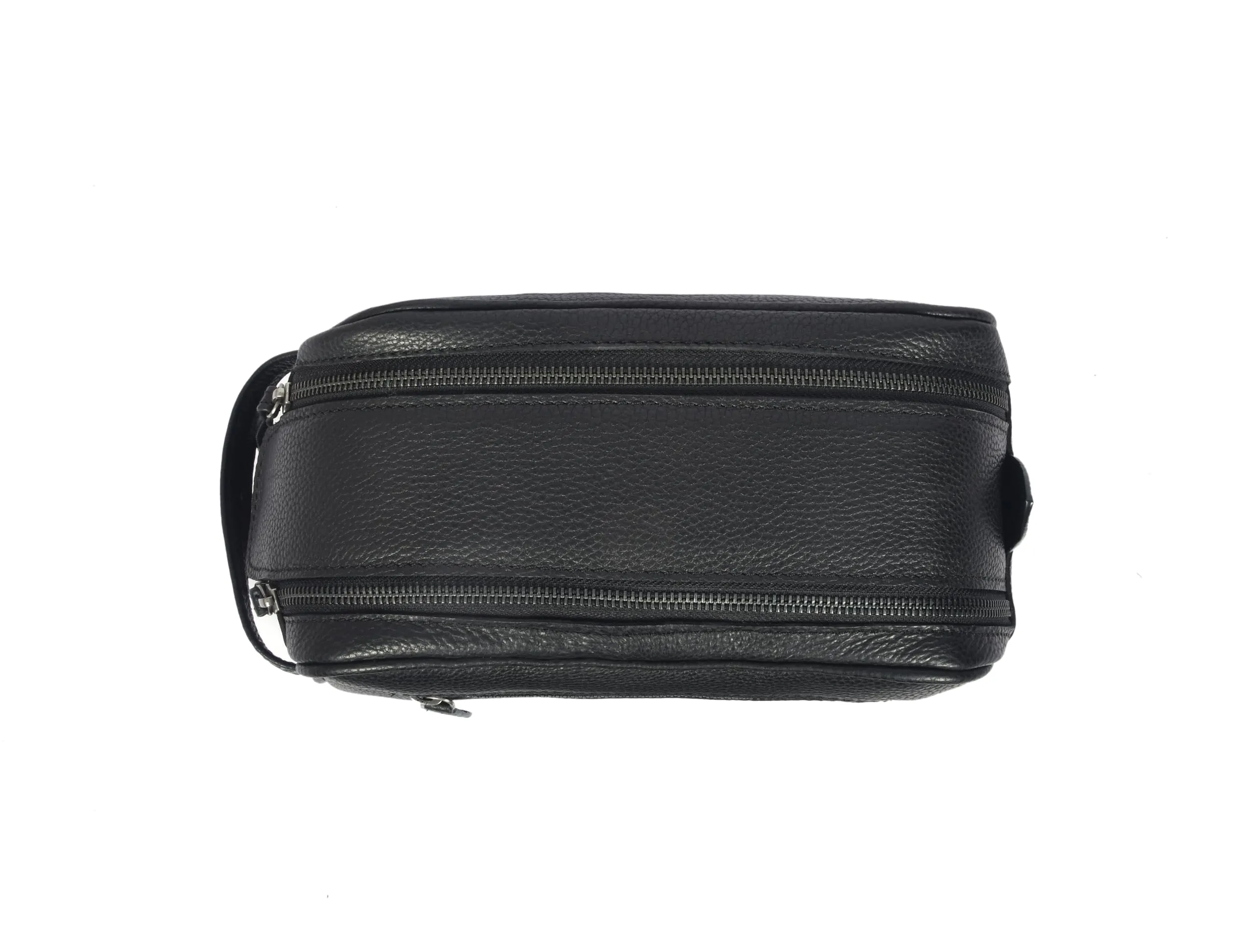 10" Premium Leather Toiletry Travel Pouch With Waterproof Lining | King-Size Handcrafted Vintage Dopp kit By Aaron Leather Goods (Jade Black)