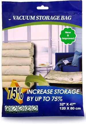12 Pack Combo Premium Jumbo Extra Large Vacuum Storage Space Saver Bags X8 (47X32 Inch) with Travel Bag X4 (60X40cm)
