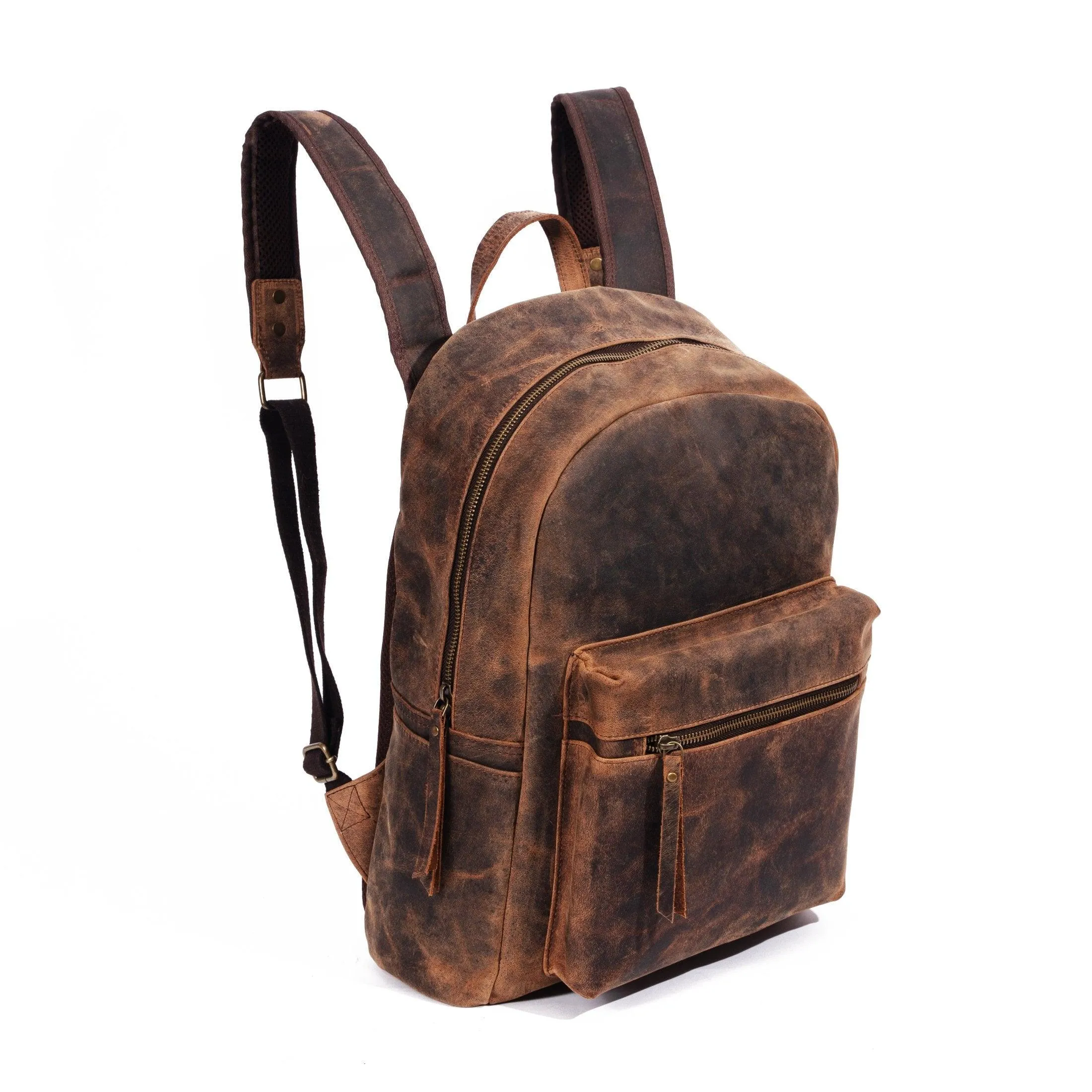 15-Inch Genuine Leather Backpack – Versatile Rucksack & Laptop Bag for Women and Men, Ideal for Travel, School, College, Hiking, and Camping