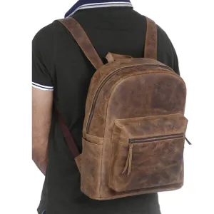 15-Inch Genuine Leather Backpack – Versatile Rucksack & Laptop Bag for Women and Men, Ideal for Travel, School, College, Hiking, and Camping