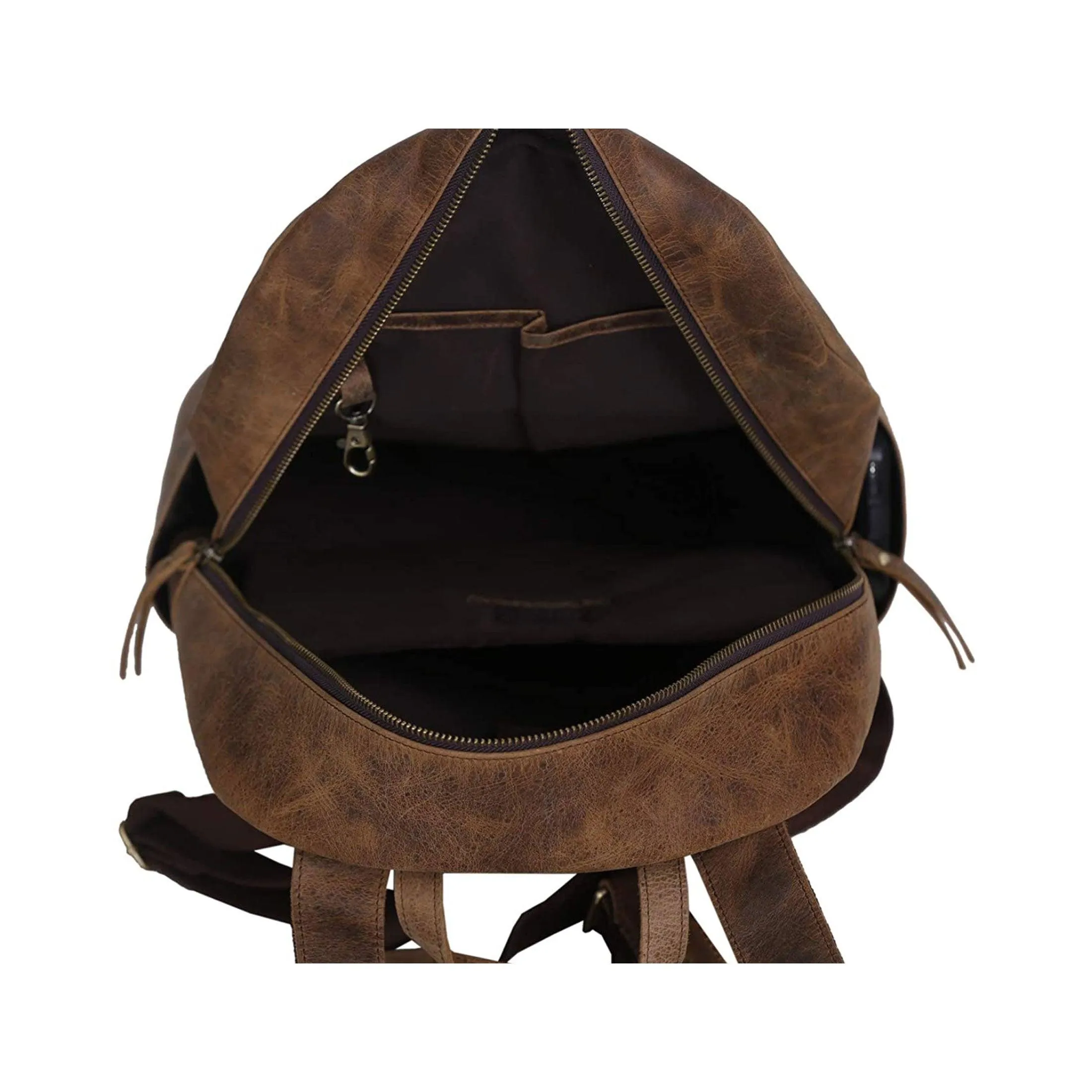 15-Inch Genuine Leather Backpack – Versatile Rucksack & Laptop Bag for Women and Men, Ideal for Travel, School, College, Hiking, and Camping