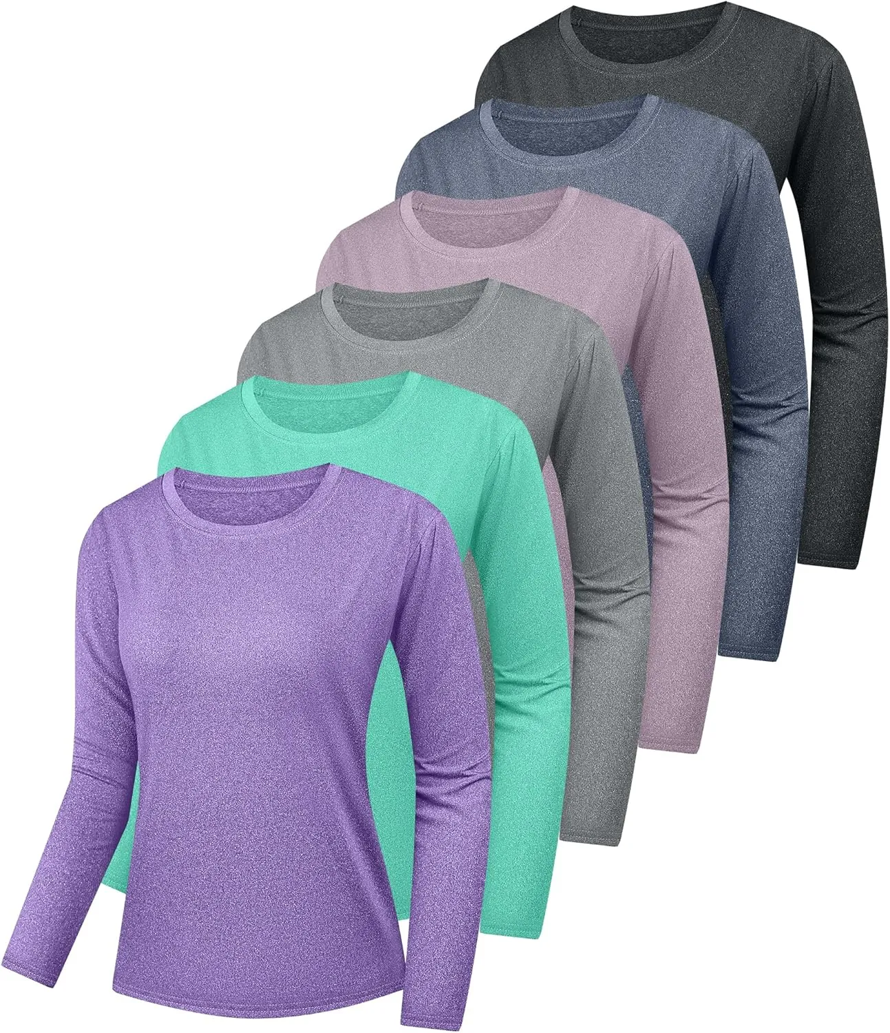 1/6 Pack Women's Quick Dry Fit Long Sleeve Shirts, UPF 50  Rash Guard Swim Fishing SPF UV Sun Protection Shirts