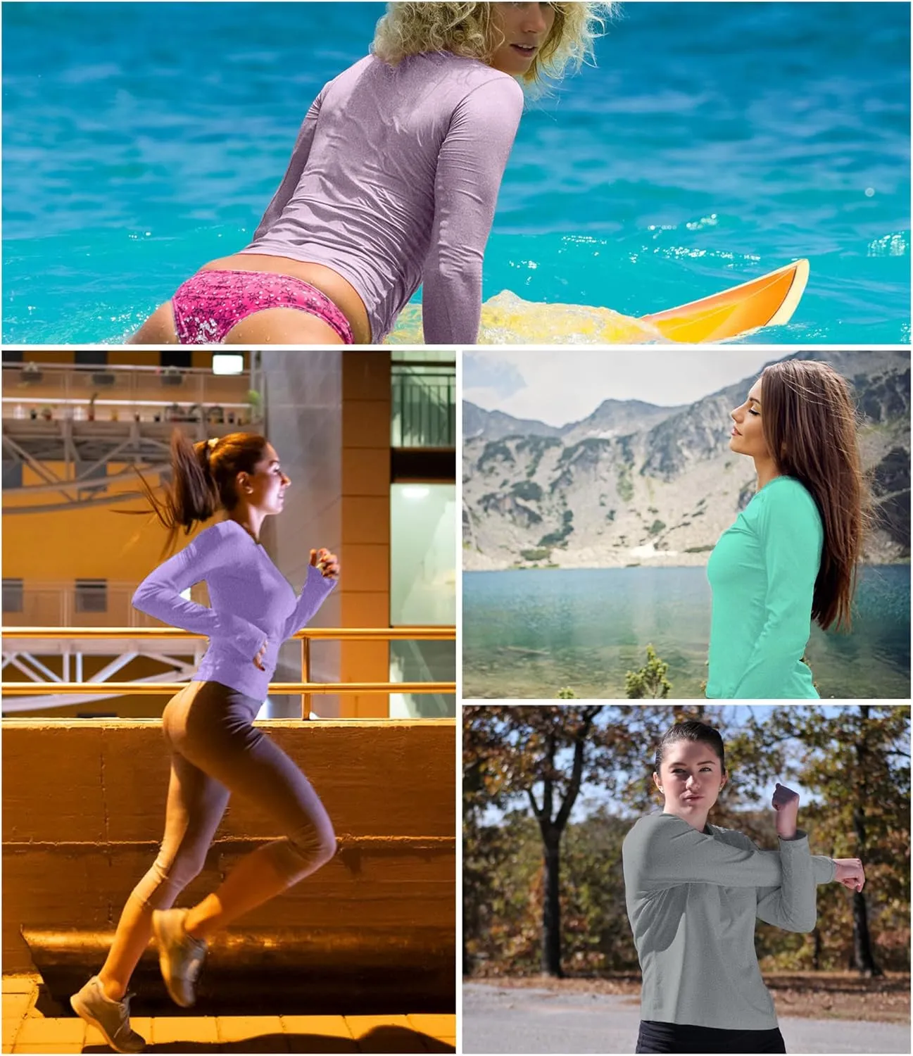 1/6 Pack Women's Quick Dry Fit Long Sleeve Shirts, UPF 50  Rash Guard Swim Fishing SPF UV Sun Protection Shirts