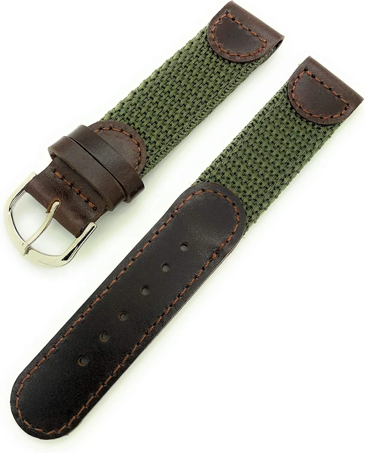 18mm Canvas Nylon Leather Watch Band Swiss Army Style