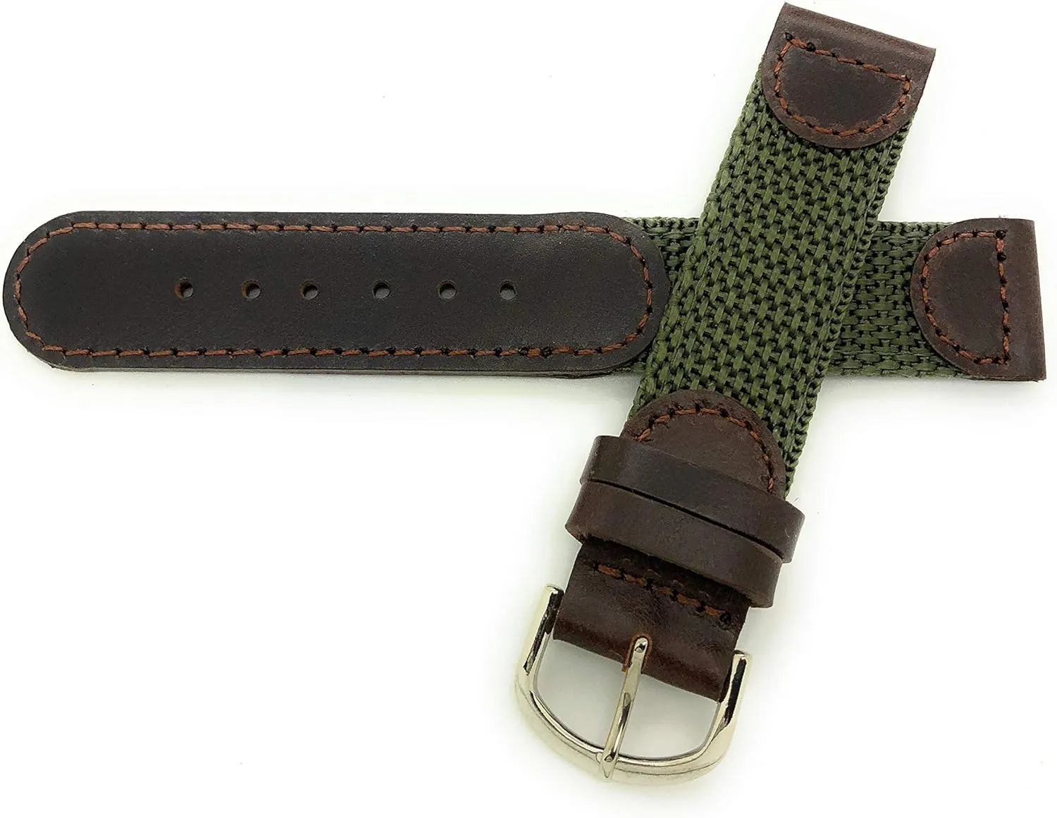18mm Canvas Nylon Leather Watch Band Swiss Army Style
