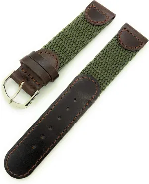 18mm Canvas Nylon Leather Watch Band Swiss Army Style