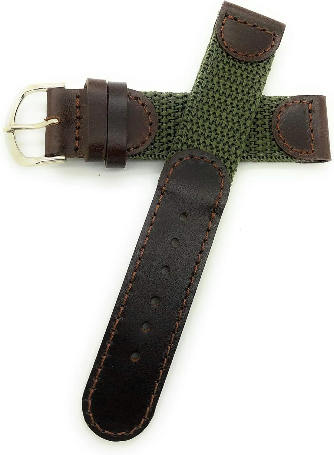 18mm Canvas Nylon Leather Watch Band Swiss Army Style