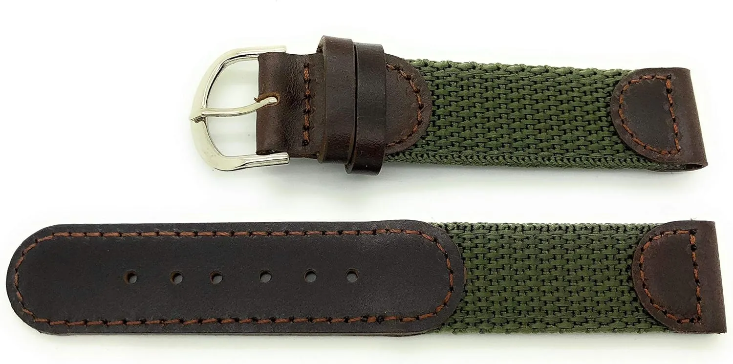 18mm Canvas Nylon Leather Watch Band Swiss Army Style