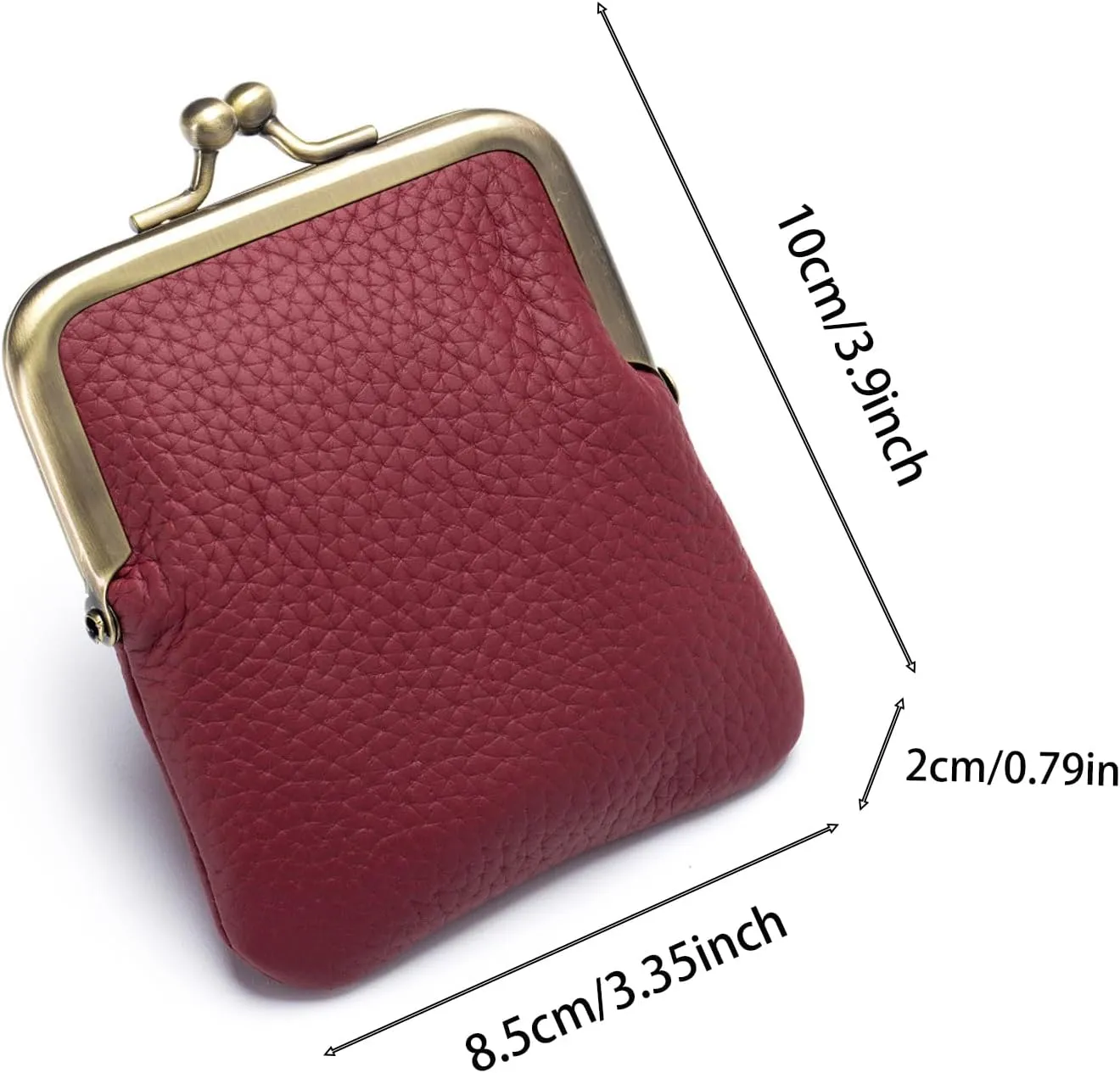 1Pcs Vintage Coin Purse Kissing Lock Wallet Coin Organizer Buckle Kissing Lock Coin Purse Leather Coin Clip for Men & Women (Burgundy)