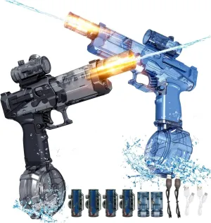 2 Pack Electric Water Guns with Lights, Full Auto, 32 FT Range Squirt Guns, High - Power Blasters for Summer Fun, Perfect Outdoor & Pool Water Toys for Adults & Kids