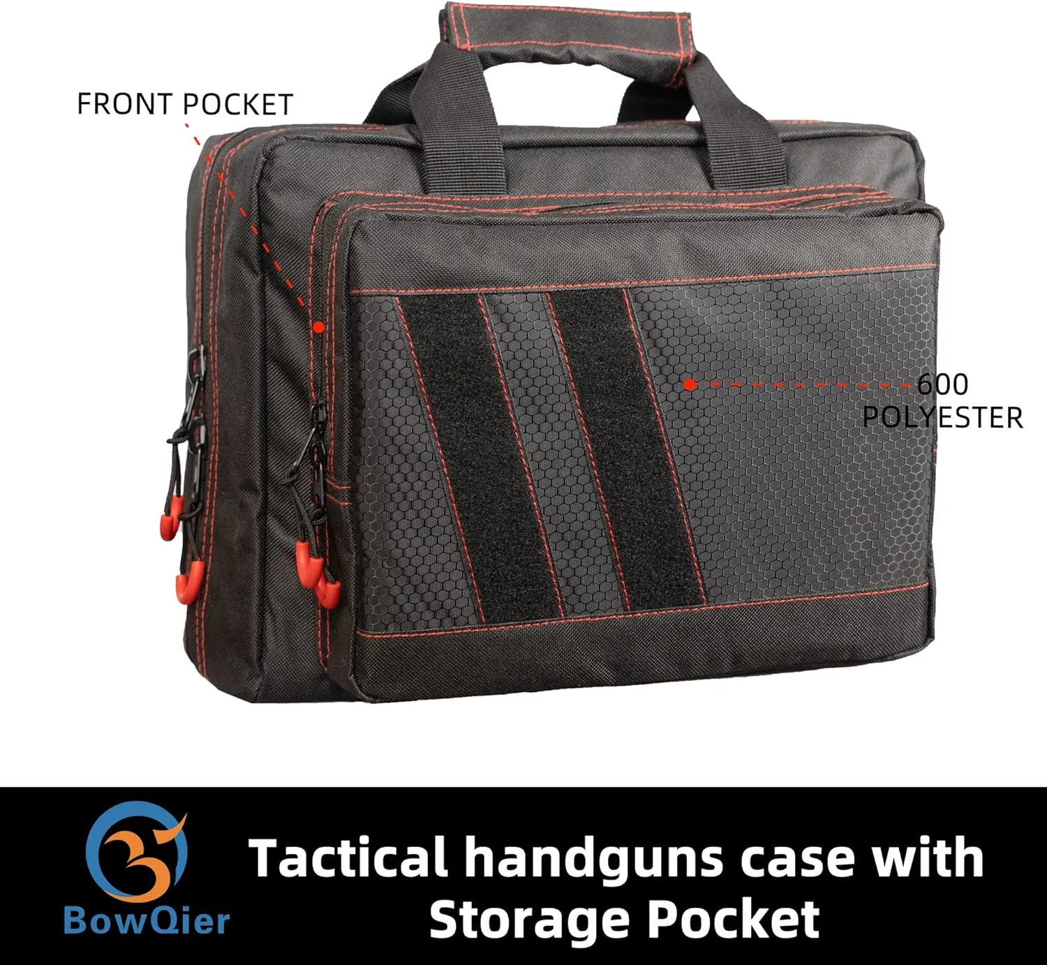 2 Pistol Range Bag, Double Layer Explosion Proof Zipper Lockable Compartment Additional Magazine Storage Slot (9686BLK)