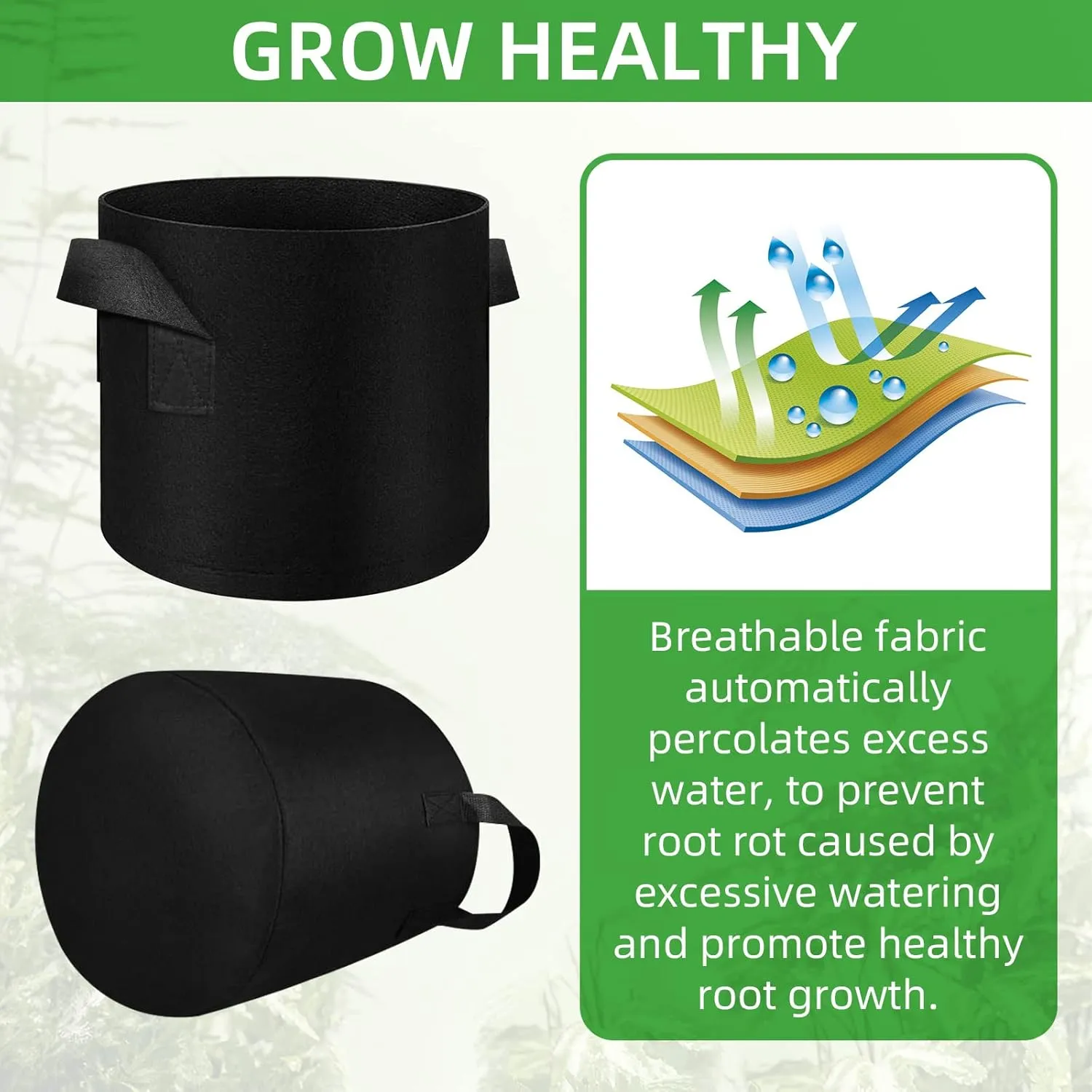 20 Pack 10 Gallon Plant Grow Bags, Breathable Felt Non-Woven Aeration Fabric Plant Grow Pots, Garden Planting Containers for Nursery Vegetable Flower Grow Bags with Handles (15.7x11.8inch)
