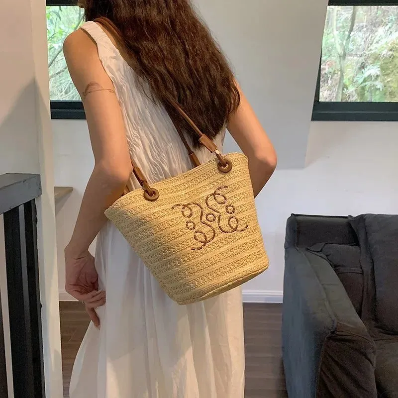 2024 Summer Woven Straw Shoulder Bag