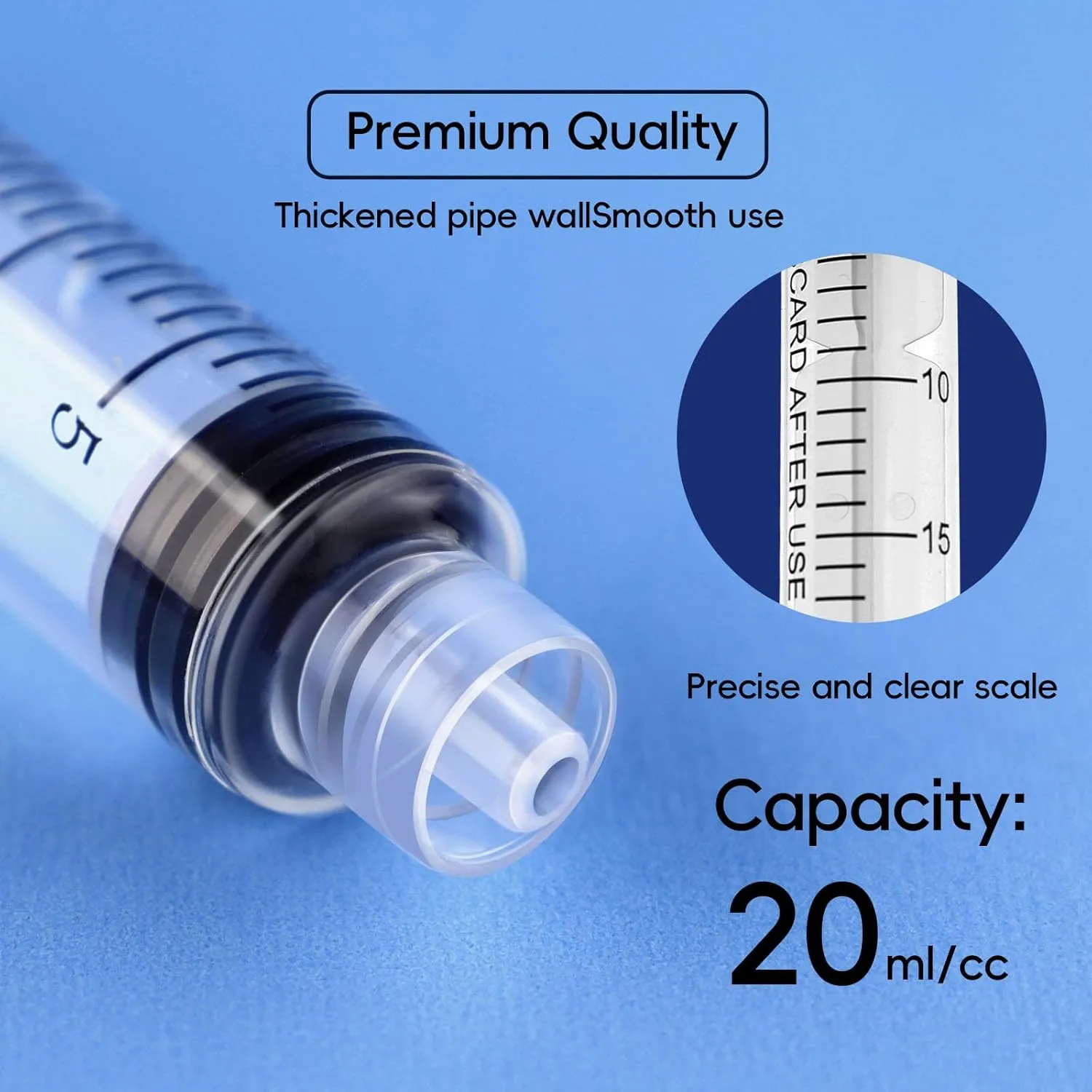 20mL Luer Lock Syringe (No Needle) - Sterile, Individually Wrapped - Pack of 50, Accurate Liquid Measurement, Leak-Proof Design