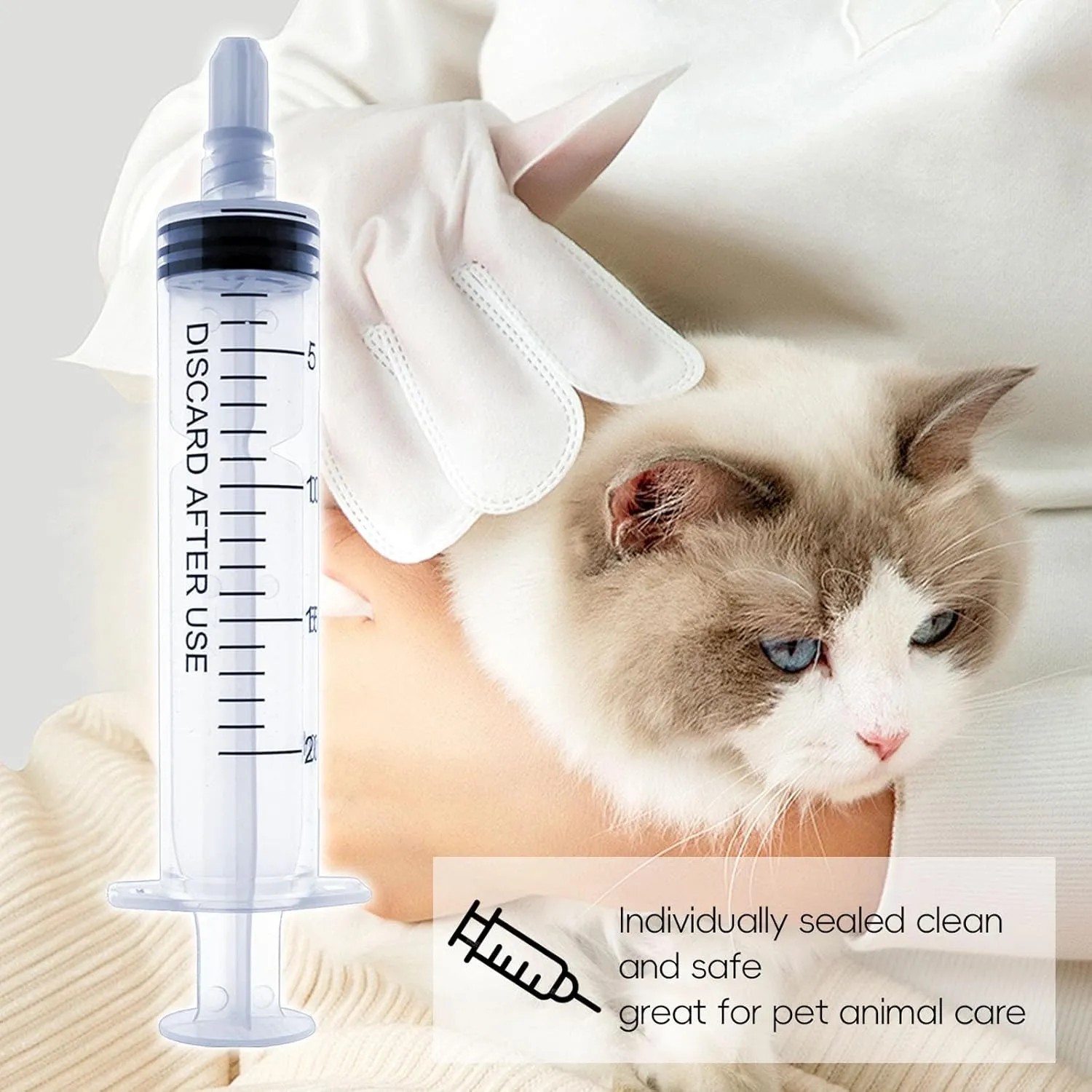 20mL Luer Lock Syringe (No Needle) - Sterile, Individually Wrapped - Pack of 50, Accurate Liquid Measurement, Leak-Proof Design