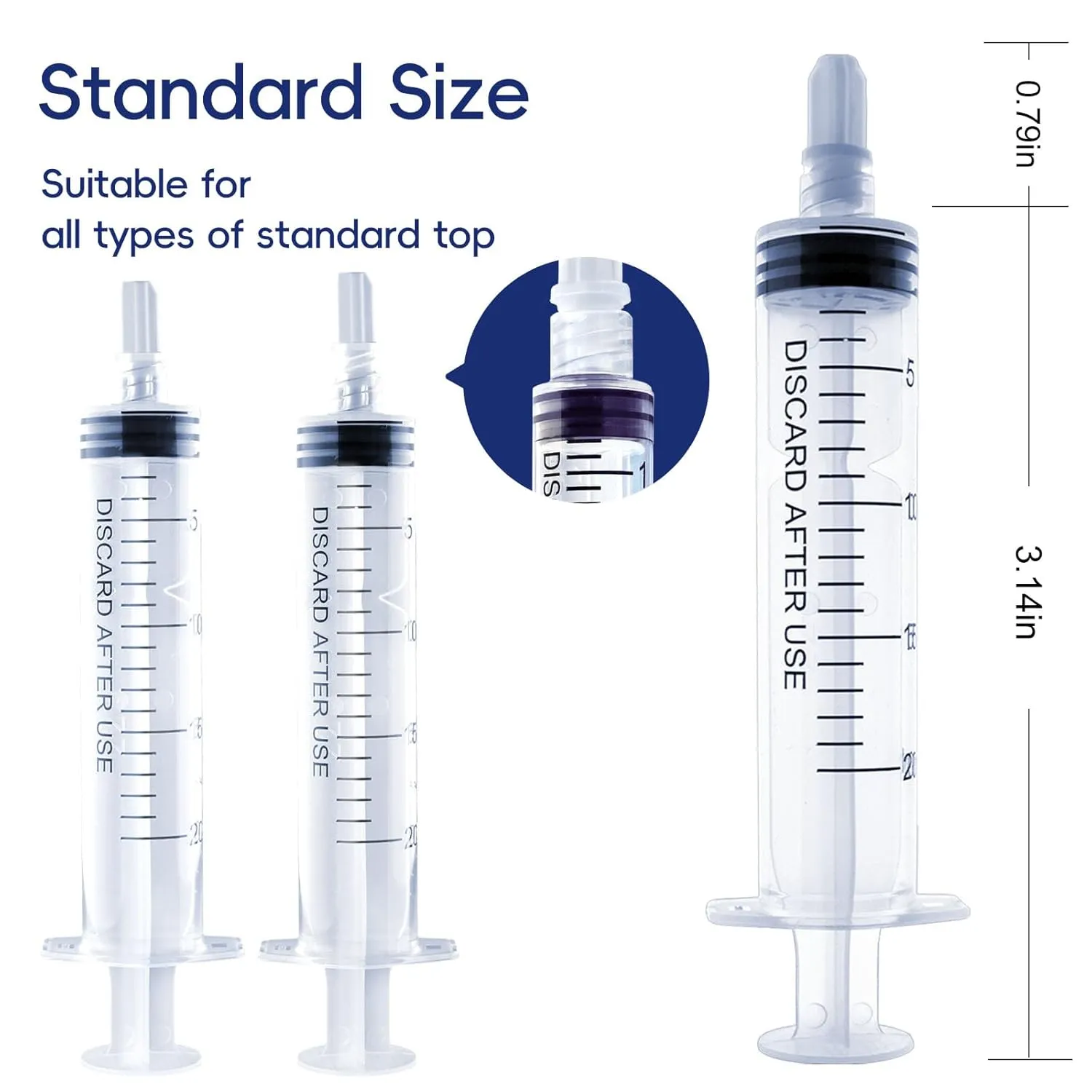 20mL Luer Lock Syringe (No Needle) - Sterile, Individually Wrapped - Pack of 50, Accurate Liquid Measurement, Leak-Proof Design