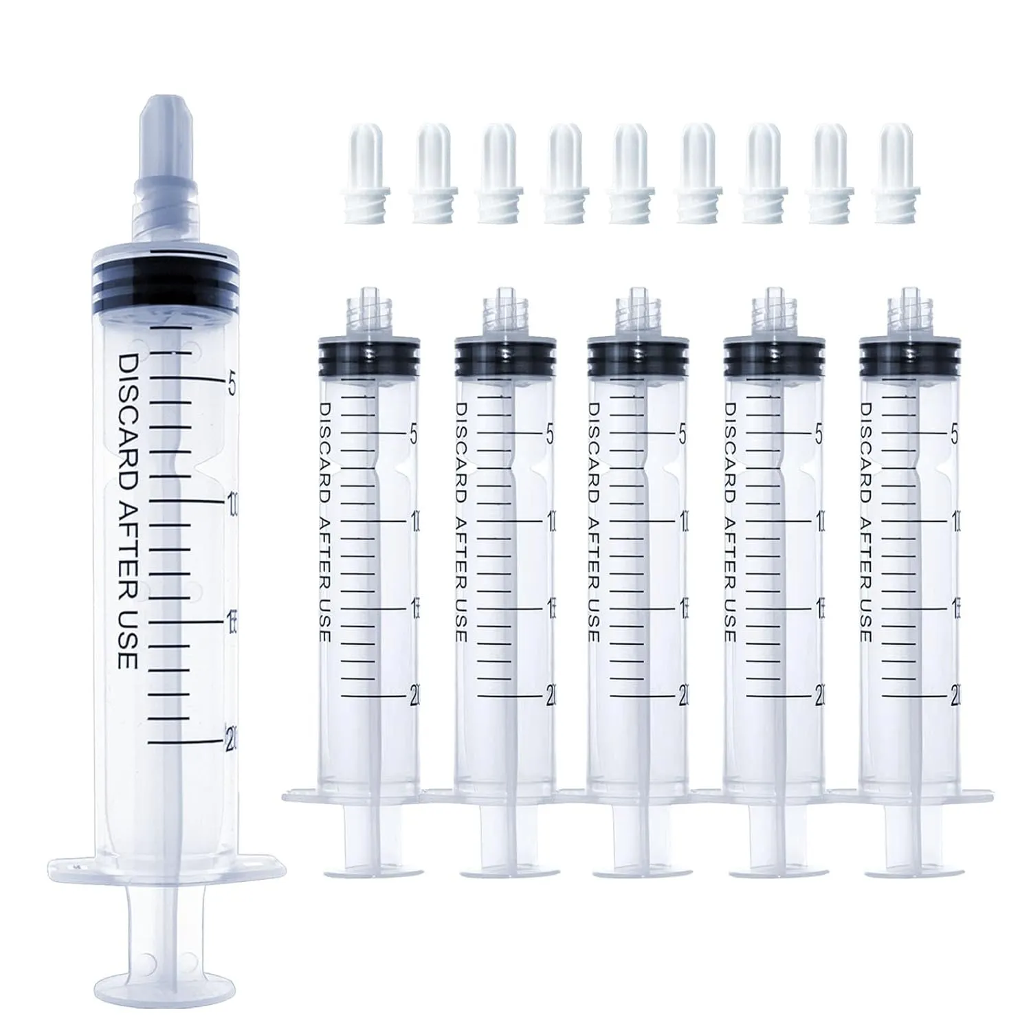 20mL Luer Lock Syringe (No Needle) - Sterile, Individually Wrapped - Pack of 50, Accurate Liquid Measurement, Leak-Proof Design