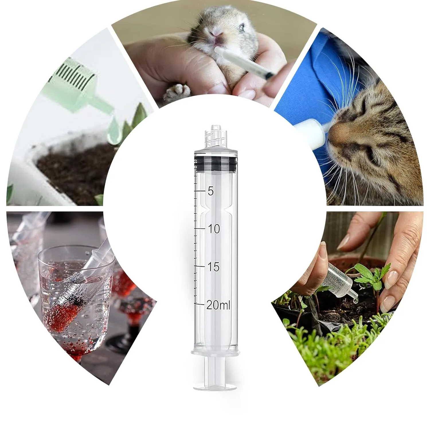 20mL Luer Lock Syringe (No Needle) - Sterile, Individually Wrapped - Pack of 50, Accurate Liquid Measurement, Leak-Proof Design