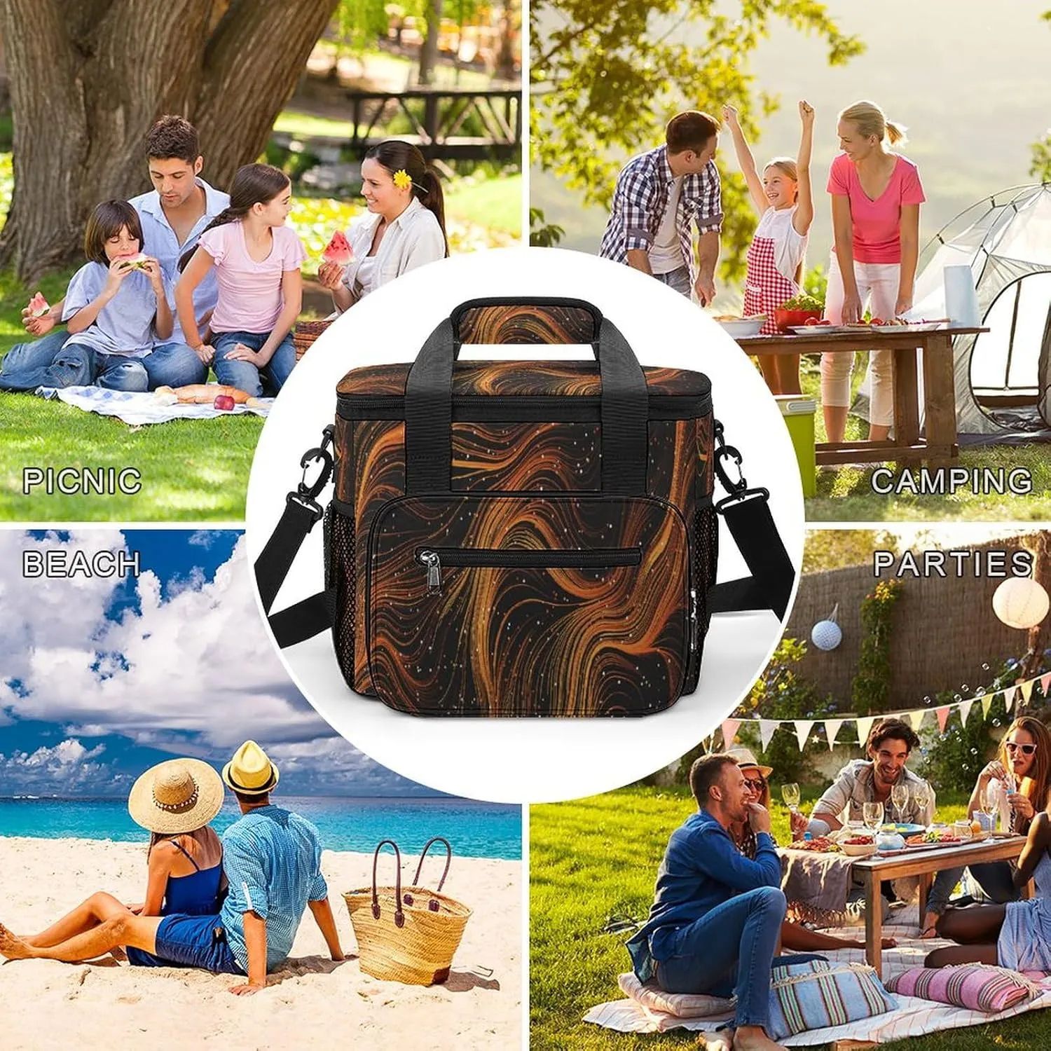 22.5L Waterproof Soft Cooler BagInsulated Lunch Box for Camping Fishing Beach Road Trips