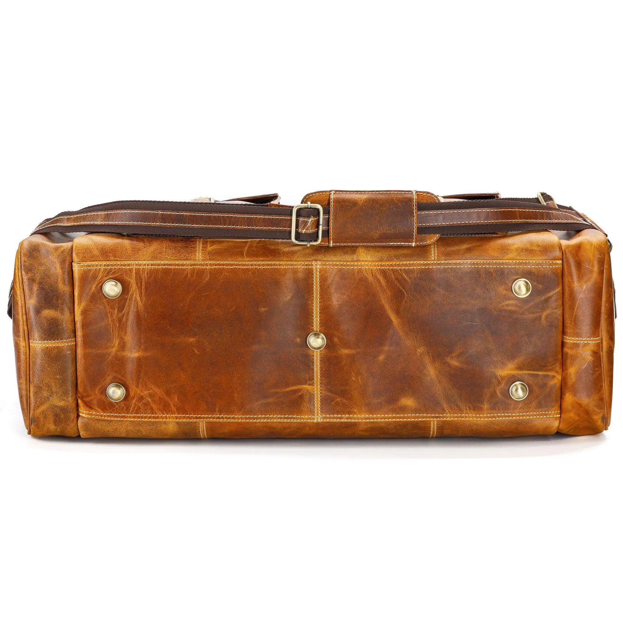 28-Inch Leather Duffel Bag – Distressed Tan Travel, Sports & Overnight Gym Bag