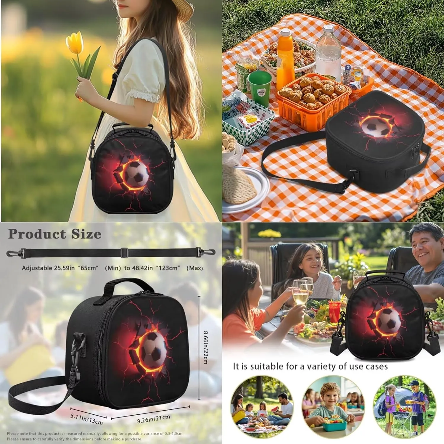 3D Lava Soccer Print Backpack Set of 4, Primary School Bookbag for Elementary Student Book Bag Schoolbag Casual Daypack Travel Rucksack 17 Inch Knapsack