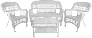4-Piece White Steel Resin Wicker Outdoor Patio Furniture Set 51"