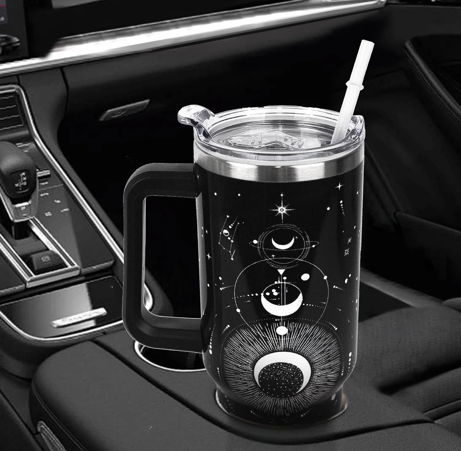 40 oz Tumbler with Handle and Straw Gothic Tumbler Leak Proof Insulated Cup 40 oz Gothic Coffee Travel Mug Witchy Decor Stuff Goth Gifts for Women