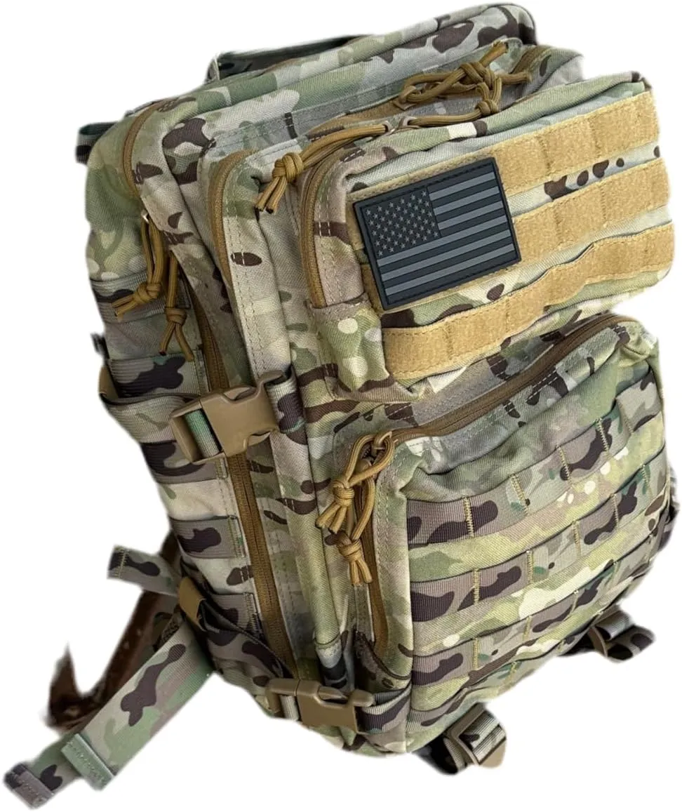 40L Tactical Backpack – 900D/1000D Molle Assault Pack, 3-Day Survival, Hiking, Camping, Travel Gear (ALL-TERRAIN CAMO)