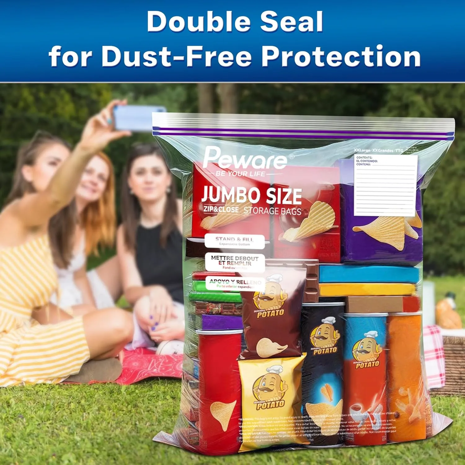 5 gallon large storage bag, plastic bags with zipper 18x24in, extra large gallon bags for clothes, jumbo moving bag and packing - BPA Free [30 COUNT]