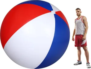 6 Ft Giant Inflatable Beach Balls 72 Inch Red White and Blue Patriotic Beach Balls Blow up Independence Day 4th of July Party Favors for Hawaiian, Summer, Swimming Pool