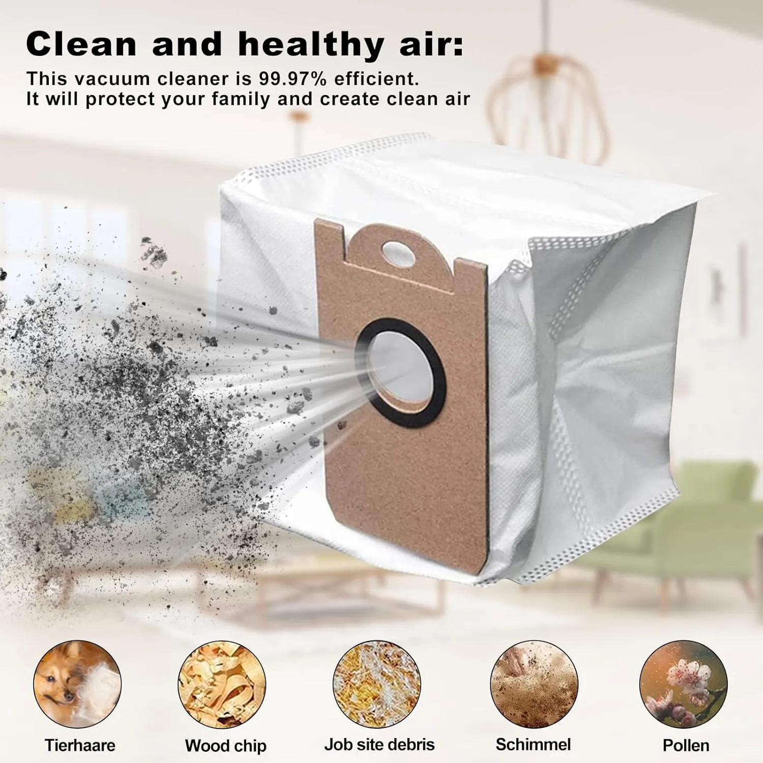 6 Pack Leakproof Dedicated Large Capacity Dust Bags For iHome AutoVac Nova Vacuum Bags, For Proscenic M7 Pro Vacuum Cleaner Accessory