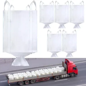 6 Pcs FIBC Bulk Bags 35" L x 35" W x 43" H, Holds Up To 3300 Lbs (SWL) Woven Polypropylene Sack for Dumpster, Feed Grain, Construction, Gravel, Waste Management, Sand Bags With 4 Lift Loops