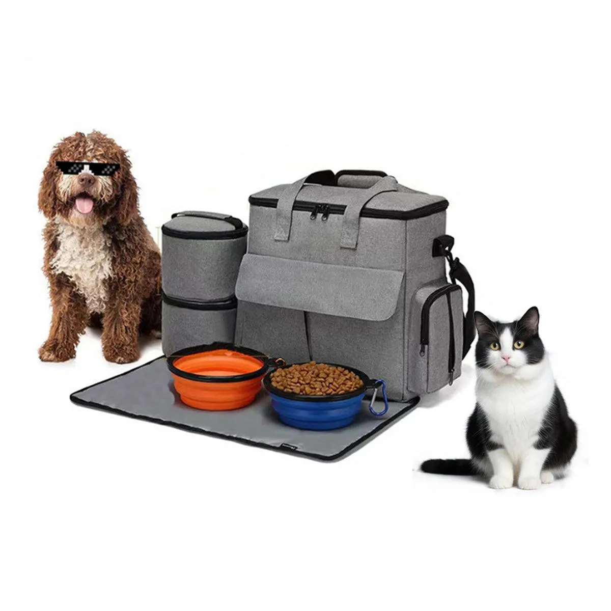 6PCS Pet Travel Outing Backpack Large Capacity Folding Storage Multifunctional