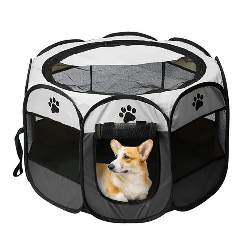 8 Panel Pet Tent Playpen Dog Cat Play Pen Bags Kennel Portable Puppy Crate