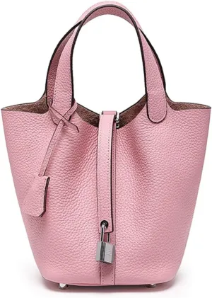 8 Top Layer Cowhide Bucket Cabbage Basket Genuine Leather Women's Bag
