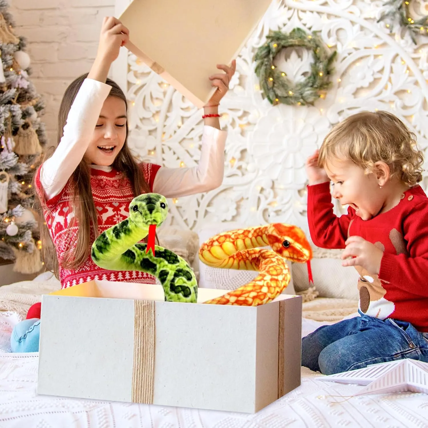 80 in Stuffed Snake Animal, Large Giant Plush Snake, Lifelike Cute Stuffed Animal for Birthday Present, Party Prank Prop (Black)