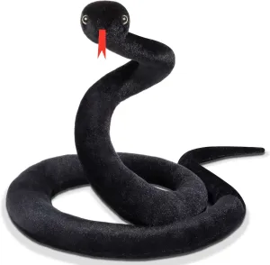 80 in Stuffed Snake Animal, Large Giant Plush Snake, Lifelike Cute Stuffed Animal for Birthday Present, Party Prank Prop (Black)