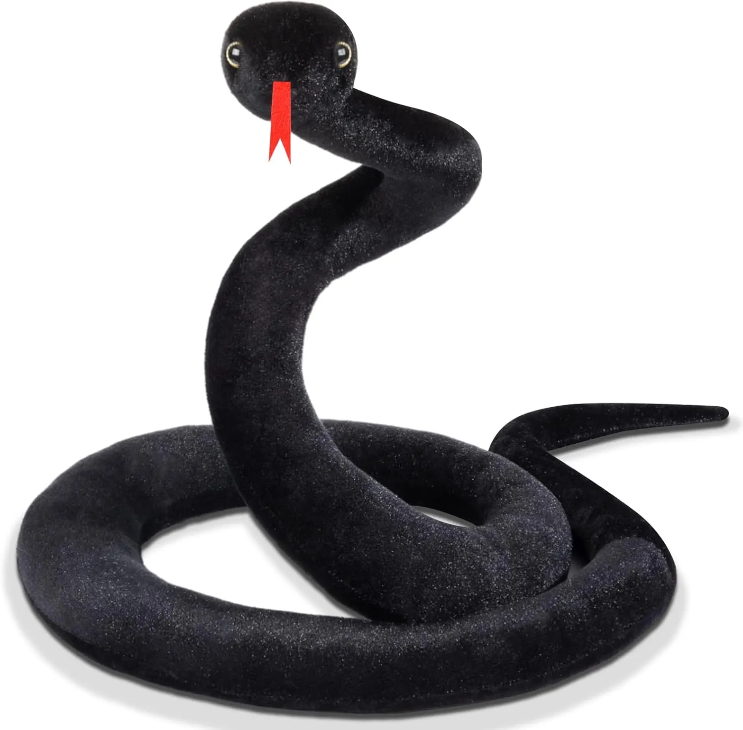 80 in Stuffed Snake Animal, Large Giant Plush Snake, Lifelike Cute Stuffed Animal for Birthday Present, Party Prank Prop (Black)