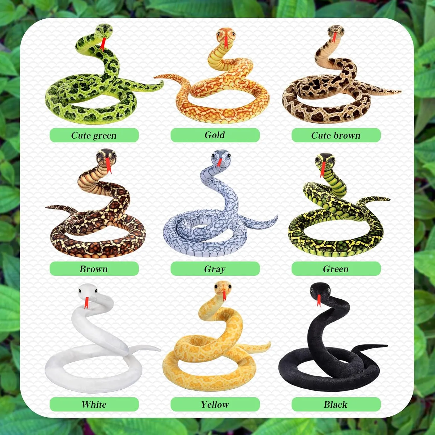 80 in Stuffed Snake Animal, Large Giant Plush Snake, Lifelike Cute Stuffed Animal for Birthday Present, Party Prank Prop (Black)