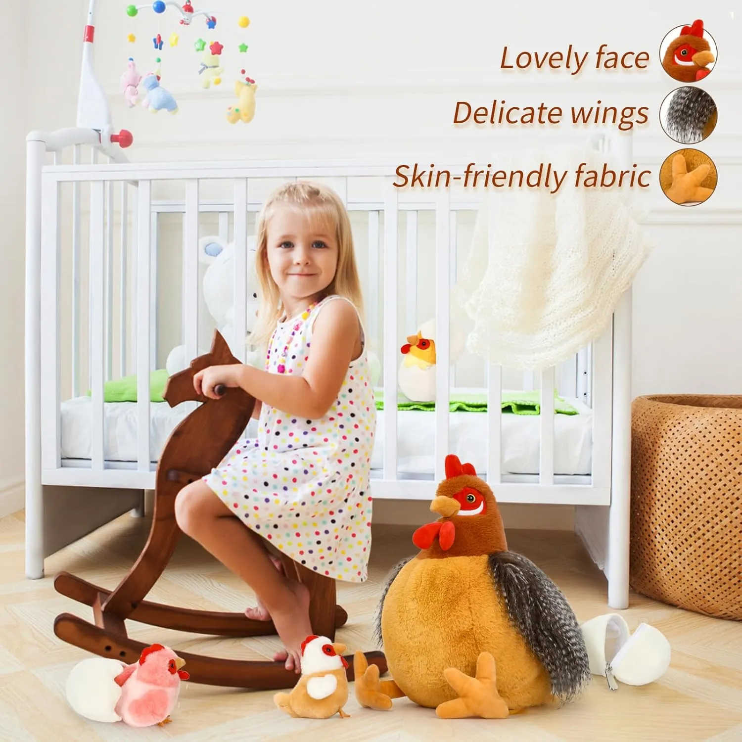 8Pcs Chicken Stuffed Animal, Stuffed Hen with Little Baby Chicks and Coop, Plush Toys for Kids, Hit of Christmas Farm Party