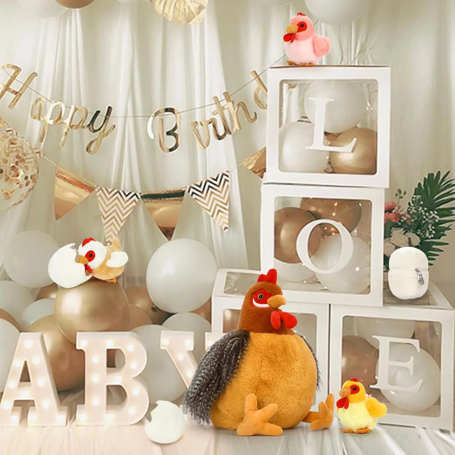 8Pcs Chicken Stuffed Animal, Stuffed Hen with Little Baby Chicks and Coop, Plush Toys for Kids, Hit of Christmas Farm Party
