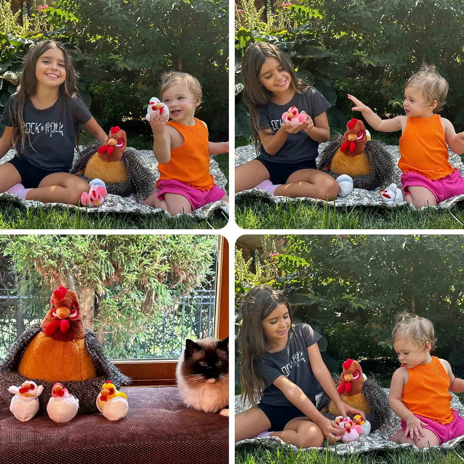 8Pcs Chicken Stuffed Animal, Stuffed Hen with Little Baby Chicks and Coop, Plush Toys for Kids, Hit of Christmas Farm Party